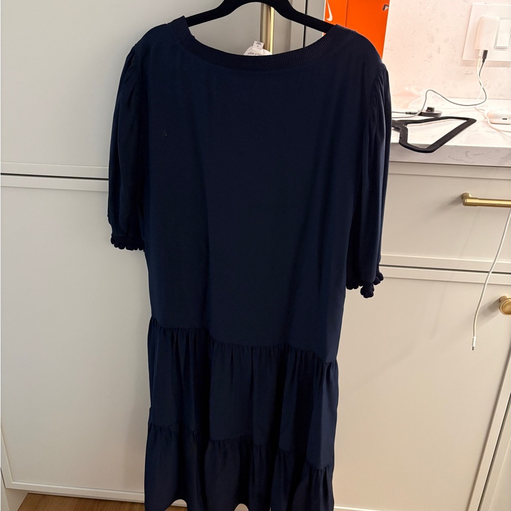 Cinq a Sept Navy Tiered Puff Sleeve Dress - Picture 3 of 3